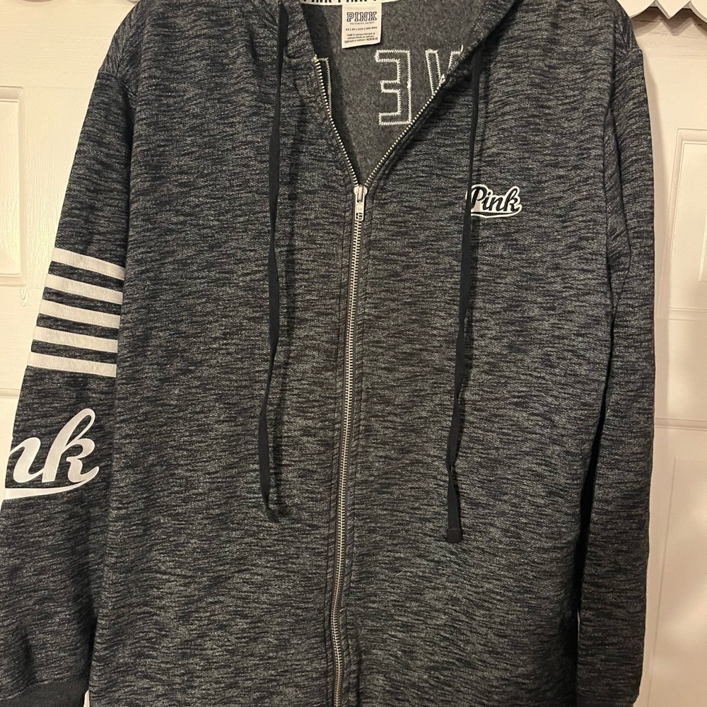 Victoria secret PINK, gray zip up sweatshirt